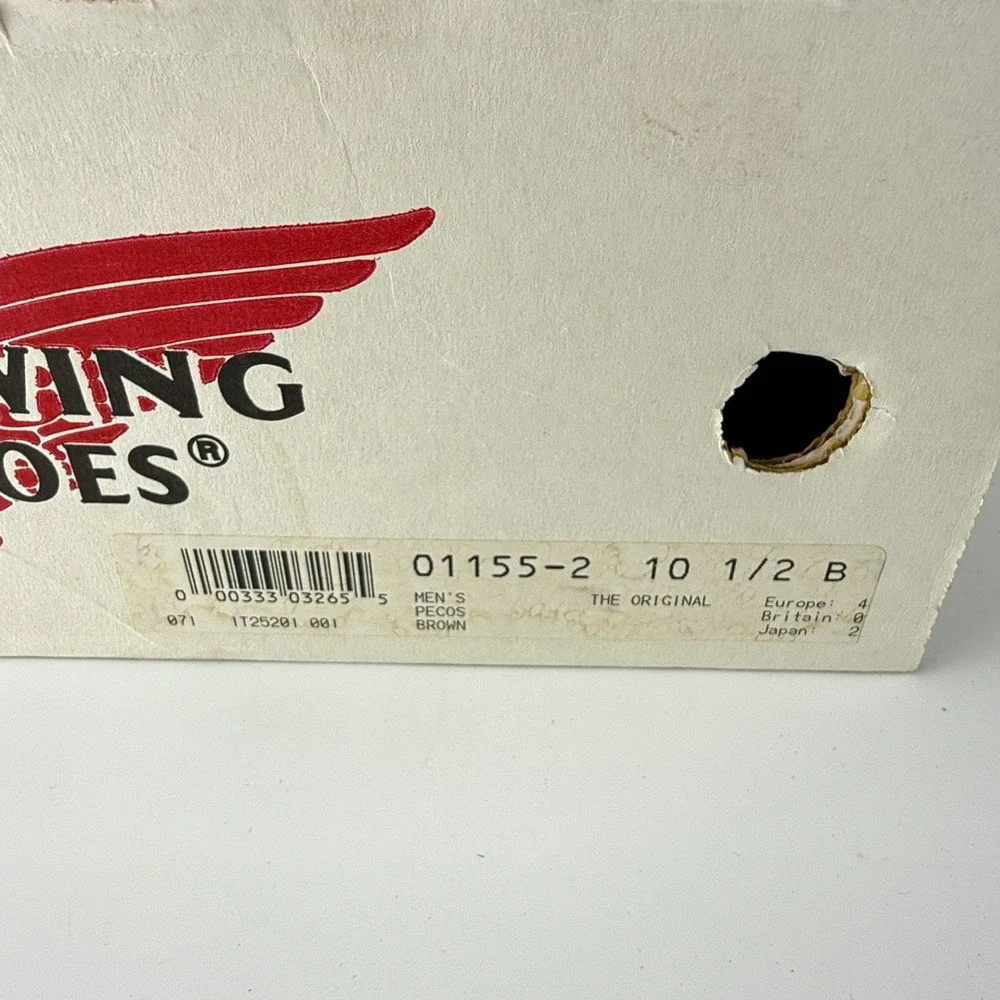 Vintage Red Wing Pecos 1155 Nailseat Leather Pull On Work Boots Mens 10.5 B NIB